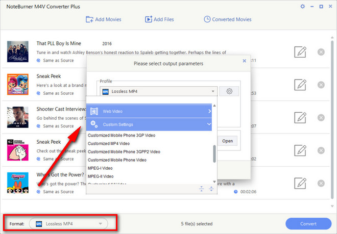 Selecting the output format