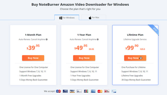 noteburner amazon video downloader price
