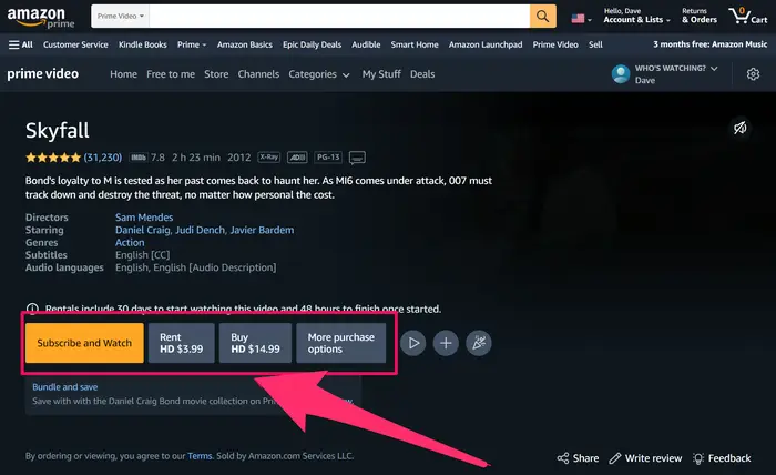 rent skyfall in amazon