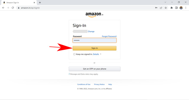 sign in to your amazon account