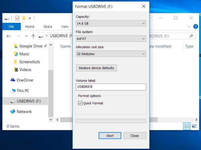 change usb format