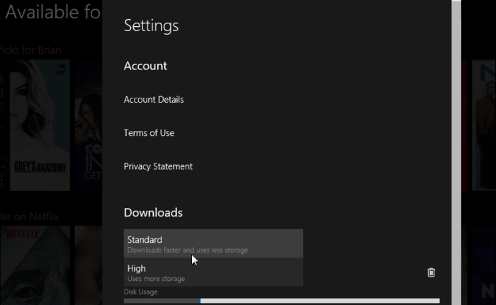 netflix setting