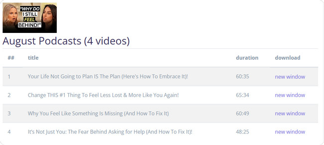 KeepVid playlist results requiring individual video downloads