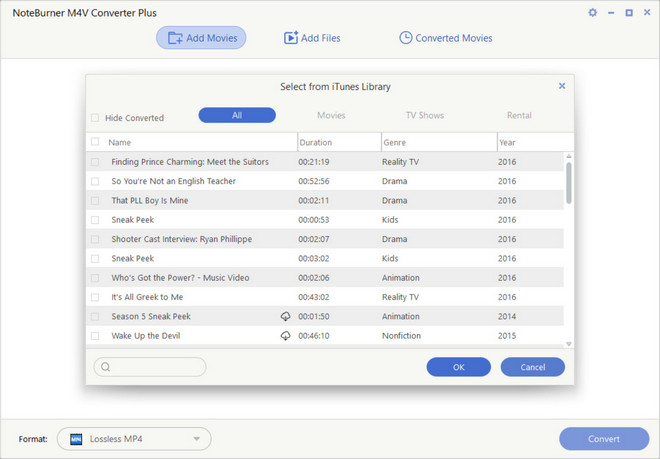 add iTunes M4V files to the M4V Converter