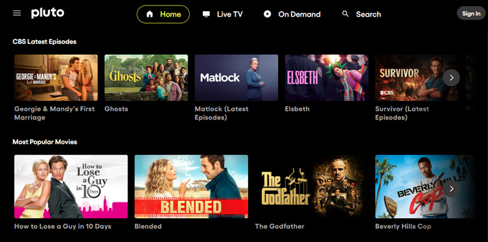 Free unblocked movie site for school Pluto TV