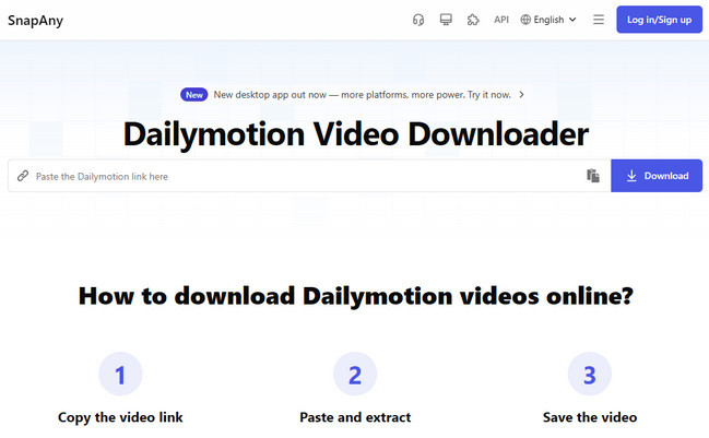 SnapAny online Dailymotion downloader 1080p