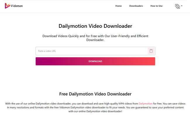 Vidomon free online Dailymotion MP4 downloader