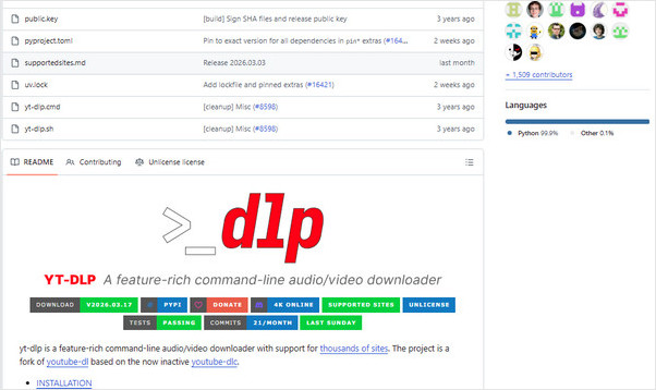 yt-dlp streaming video downloader