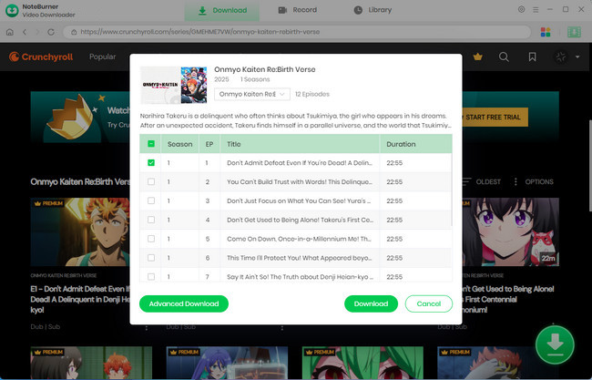 advanced settings for crunchyroll
