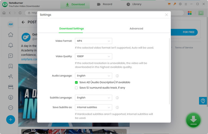 adjust settings for onlyfans video